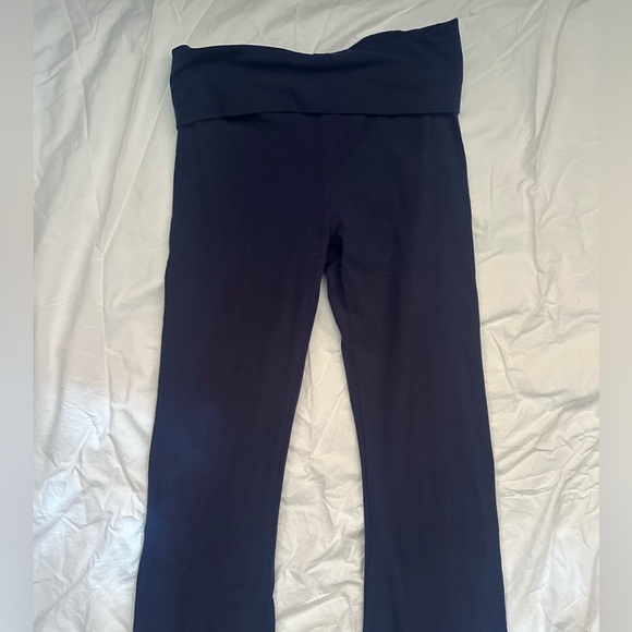PINK Fold-Over Waist Flare Leggings-Sz S. Navy or Brown - Picture 3 of 5
